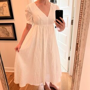 Molly Moorkamp Paola White Linen Midi Dress